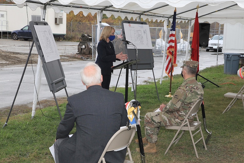 At a groundbreaking ceremony for the U.S. Army Engineer Research and Development Center Cold Regions Research and Engineering Laboratory’s new Climatic Chamber Building, U.S. Sen. Maggie Hassan thanks CRREL researchers and scientists for developing means of safety and security for the nation through their research of harsh climate studies, in Hanover, New Hampshire, Oct. 16, 2020.
The new Climatic Chamber Building will serve as a Material Evaluation Facility. Completion of this facility will provide a critical means to examine extreme cold weather environments under test conditions to develop and validate Army field materiel, which is required for Soldier and unit readiness.