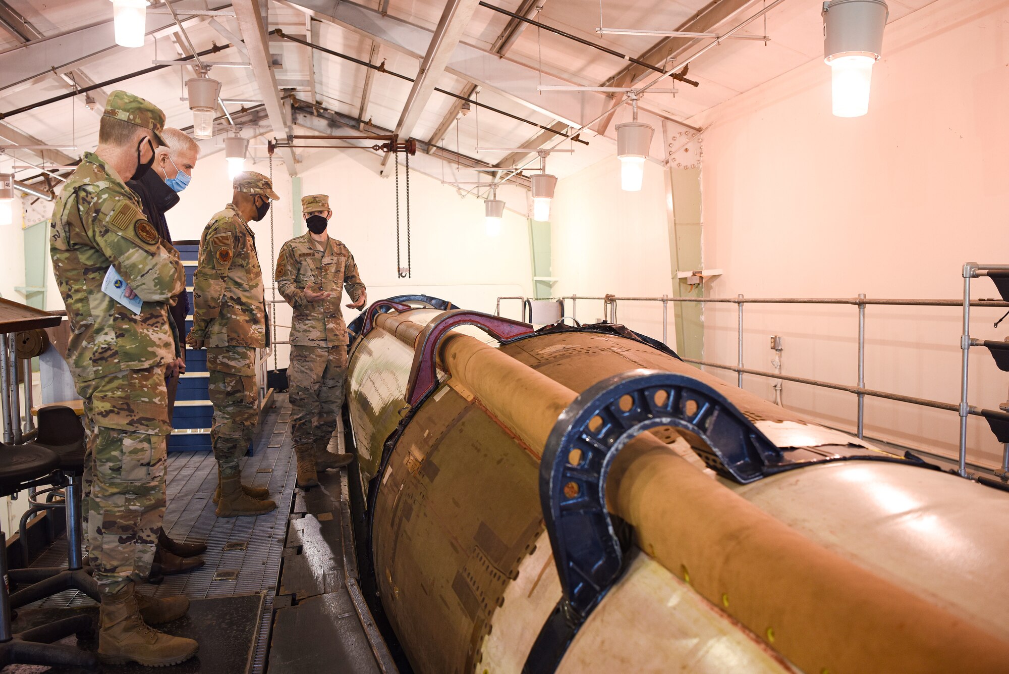 U.S Air Force Chief of Staff General Charles Q. Brown Jr. visits the 576th Flight Test SuadronMissile Processing Facility Oct. 27, 2020, at Vandenberg Air Force Base, Calif. As one of two U.S. Space Force operational ranges, the base-unique units are critical to the nation’s security, economic prosperity and scientific knowledge. Spacelift operations at the West Coast launch base provide services, facilities and range safety control for the conduct of Department of Defense, NASA and commercial space launches. (U.S. Space Force photo by Senior Airman Hanah Abercrombie)