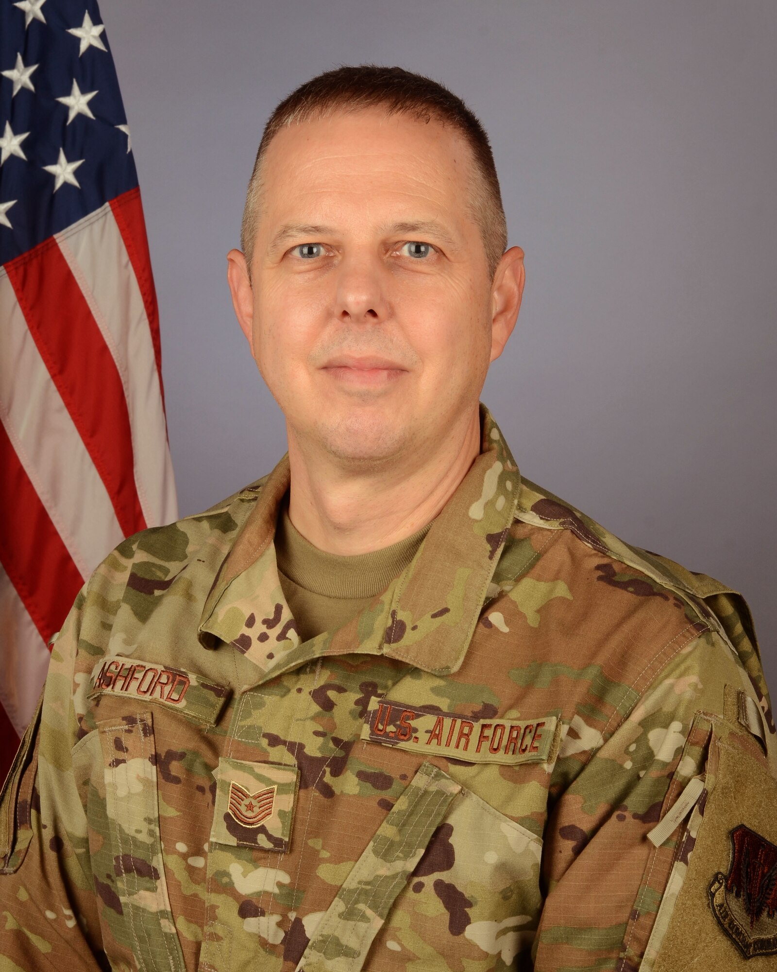 U.S. Air Force Tech. Sgt. William Ashford, a first sergeant assigned to the South Carolina Air National Guard's 169th Fighter Wing at McEntire Joint National Guard Base, South Carolina, Oct. 4, 2020. (U.S. Air National Guard photo by Master Sgt. Carl Clegg, 169th Fighter Wing Public Affairs)