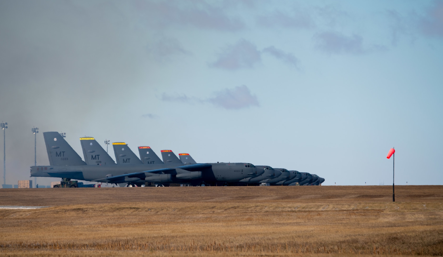 Multiple B-52H Stratofortress aircrafts are parked on the flightline as part of an exercise, Global Thunder 21, on Oct. 23, 2020 at Minot Air Force Base, North Dakota. U.S. Strategic Command conducts global operations in coordination with other combatant commands, services and appropriate U.S. government agencies to deter, detect and, if necessary, defeat strategic attacks against the United States and its allies.