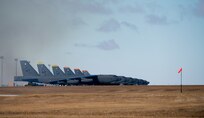 Multiple B-52H Stratofortress aircrafts are parked on the flightline as part of an exercise, Global Thunder 21, on Oct. 23, 2020 at Minot Air Force Base, North Dakota. U.S. Strategic Command conducts global operations in coordination with other combatant commands, services and appropriate U.S. government agencies to deter, detect and, if necessary, defeat strategic attacks against the United States and its allies.