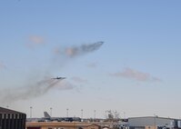 Two Team Minot B-52H Stratofortresses fly away as part of Global Thunder 21 on Oct. 22, 2020 at Minot Air Force Base, North Dakota. U.S. Strategic Command conducts global operations in coordination with other combatant commands, services and appropriate U.S. government agencies to deter, detect and, if necessary, defeat strategic attacks against the United States and its allies.