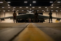 U.S. Air Force Airman 1st Class Timothy Hamilton, Senior Airman Philip Keating and Senior Airman Dalton Benson, 509th Aircraft Maintenance Squadron B-2 Spirit crew chiefs, look on during preflight checks in support of GLOBAL THUNDER 21, at Whiteman Air Force Base, Missouri, Oct. 22, 2020. Global Thunder is an annual command and control exercise designed to train U.S. Strategic Command forces and assess joint operation readiness. U.S. Strategic Command mission is to deter, detect and prevent strategic attack against the United States and our allies.
