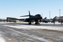 A B-1B Lancer assigned to the 37th Bomb Squadron taxis on the flight line at Ellsworth Air Force Base, S.D., Oct. 26, 2020. The 28th Bomb Wing contributed to enhanced integration and interoperability between units participating in Global Thunder 21 by exercising and assessing joint operational readiness.