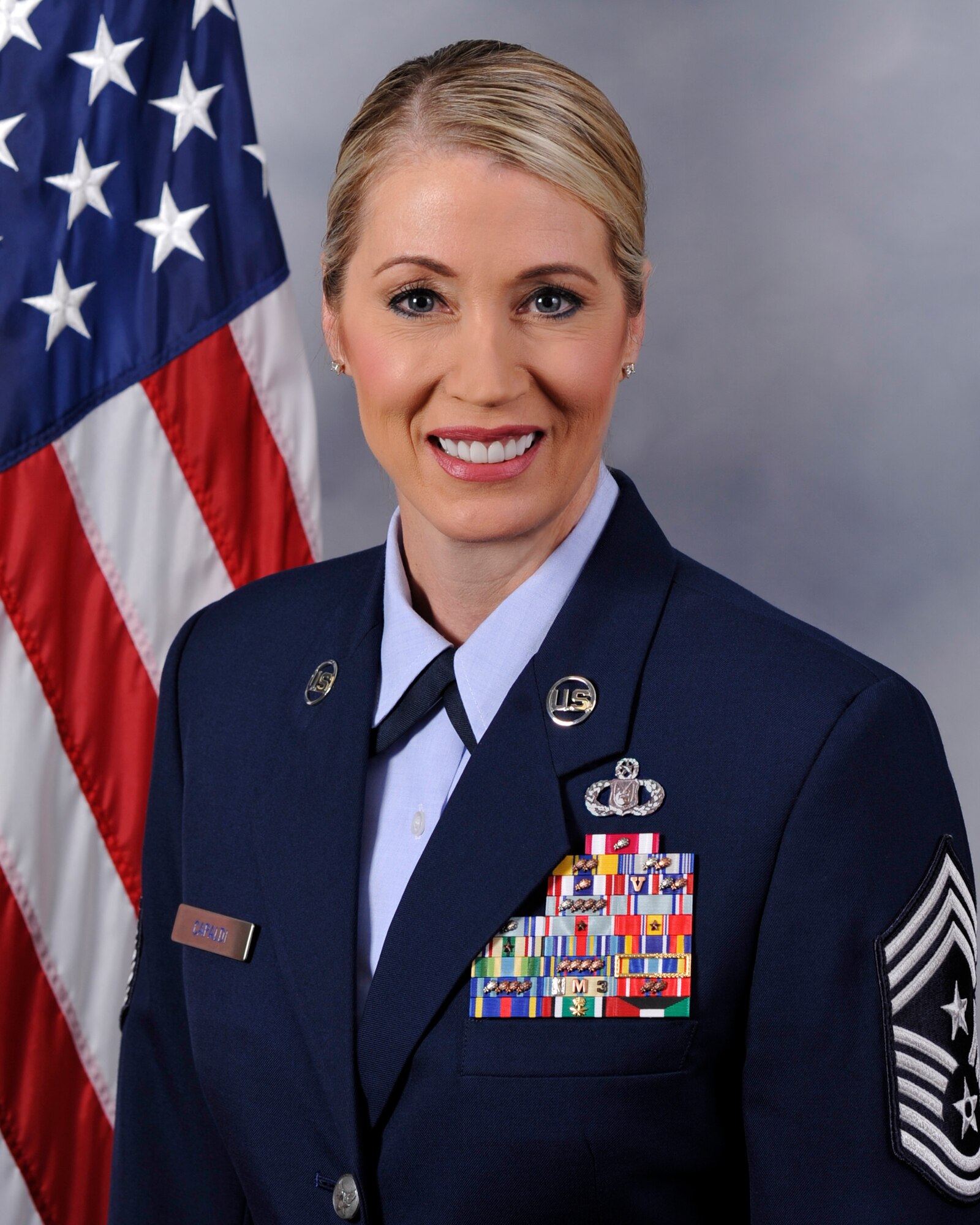 U.S. Air Force Chief Master Sergeant Dana Capaldi, command chief, 514th Air Mobility Wing, Joint Base McGuire-Dix-Lakehurst, N.J.