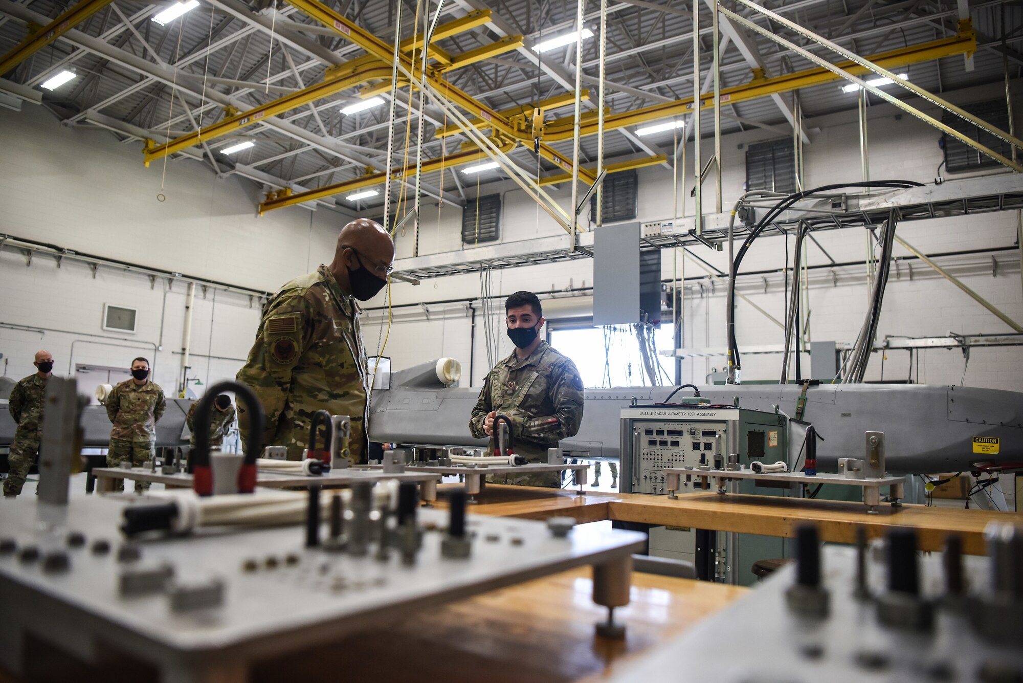 U.S Air Force Chief of Staff General Charles Q. Brown Jr. visits the 532th Training Squadron training bay Oct. 27, 2020, at Vandenberg Air Force Base, Calif. Vandenberg AFB hosts the only space technical schools, as well as being one of two U.S. Space Force operational ranges. The base’s unique units are critical to the nation’s security, economic prosperity and scientific knowledge. Spacelift operations at the West Coast launch base provide services, facilities and range safety control for the conduct of DOD, NASA and commercial space launches.  (U.S. Space Force photo by Senior Airman Hanah Abercrombie)