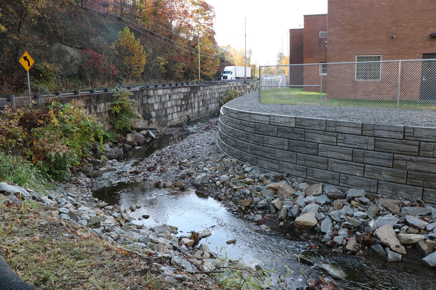 The U.S. Army Corps of Engineers Pittsburgh District, in partnership with Pleasant Hills Authority, hosted a ribbon-cutting ceremony on Oct. 21 to signify the completion of the Streambank Protection Project.