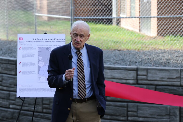 The U.S. Army Corps of Engineers Pittsburgh District, in partnership with Pleasant Hills Authority, hosted a ribbon-cutting ceremony on Oct. 21 to signify the completion of the Streambank Protection Project.