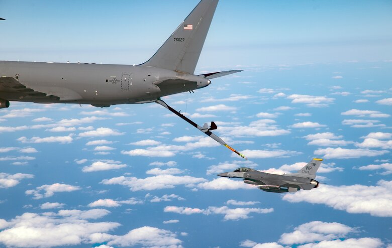 931st ARW KC-46A flies over the Republic of Korea