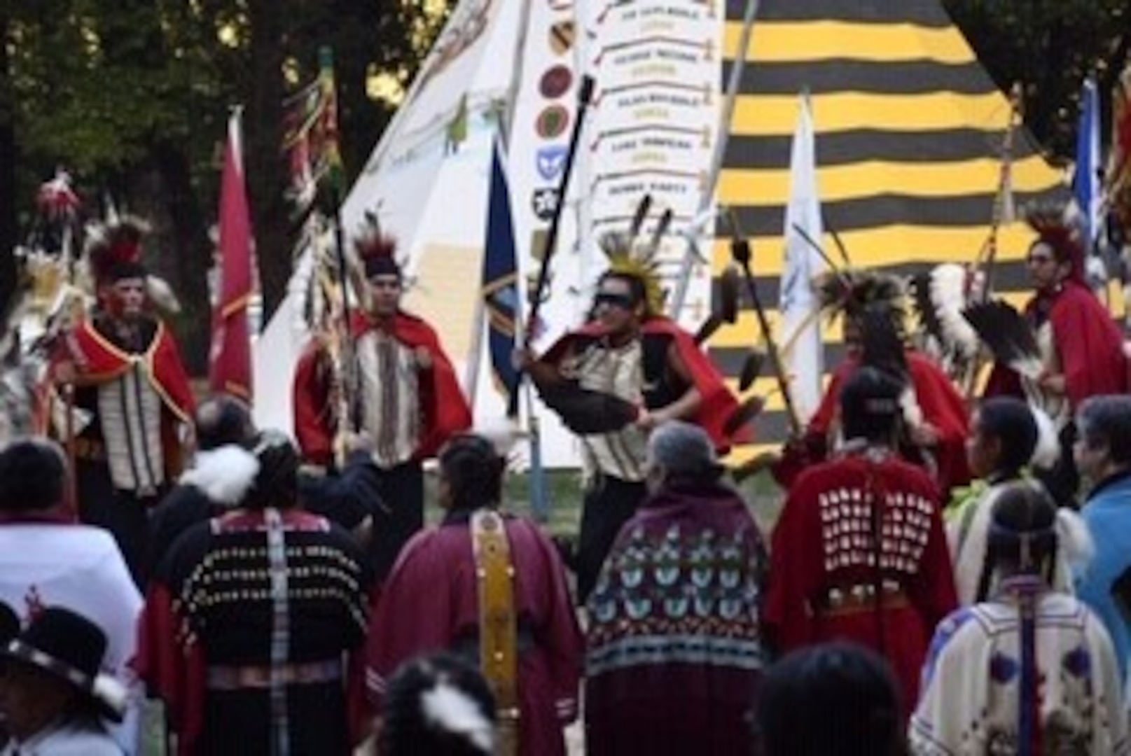 Dancers performing as part of the Kiowa Black Leggings Warrior Society