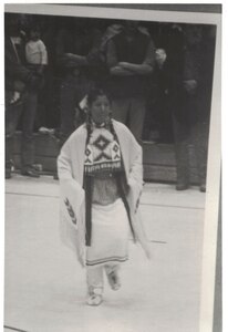 Air Force Master Sgt. Mary Lohnes Dressed in traditional Native American regalia to attend a Wacipi in Cannon Ball, North Dakota, while on leave from the U.S. Army.