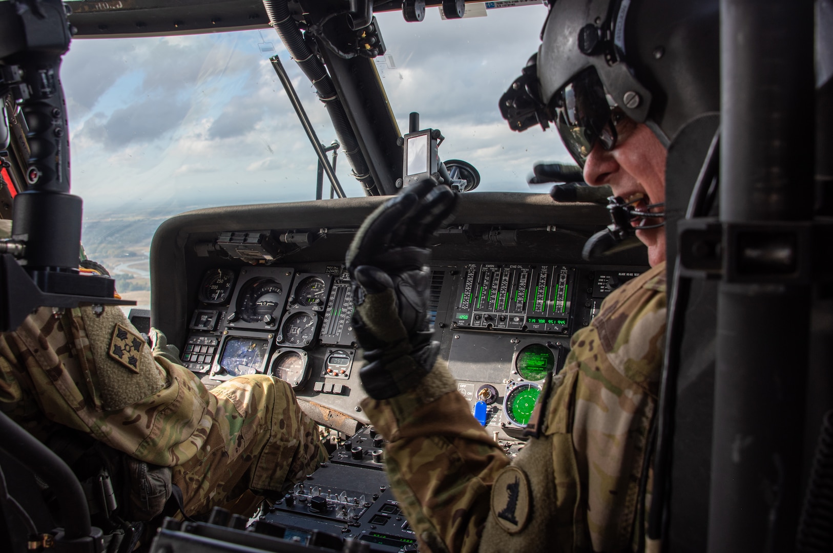 A U.S. Army pilot flies a UH-60 Black Hawk during an incentive flight in New Castle, Delaware, Oct. 21, 2020, for wing-level award recipients. The Army Aviation Support Facility has been providing this incentive since March 2020.