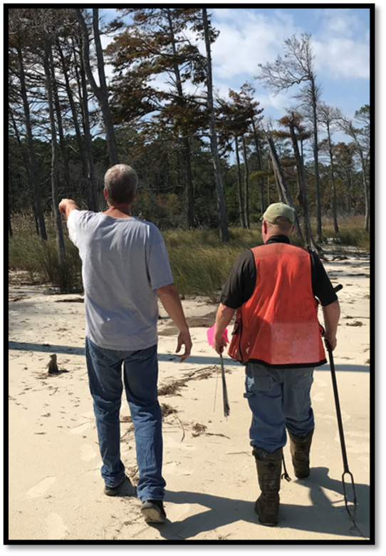 Regulatory Specialist Tom Charles makes a site visit in Beaufort, NC to confirm wetlands are present on a property for a citizen interested in buying the lot. Once a wetland is defined, in order to move forward with a project, the customer must justify a purpose and need to alter the wetland or the area surrounding a wetland.