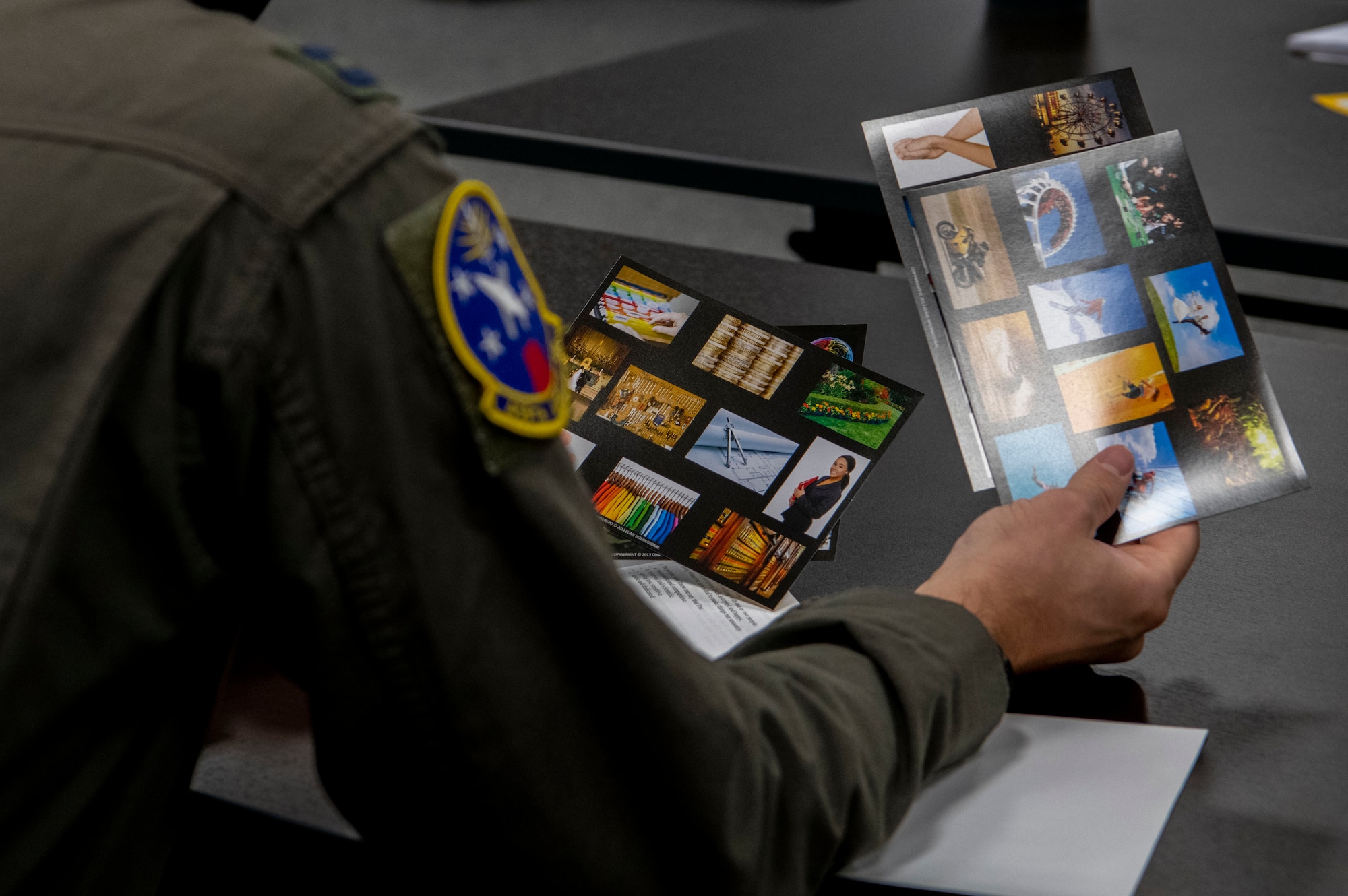 Airman fills out a four lenses test during the Flight Leadership Course at the Scott Professional Development Center.