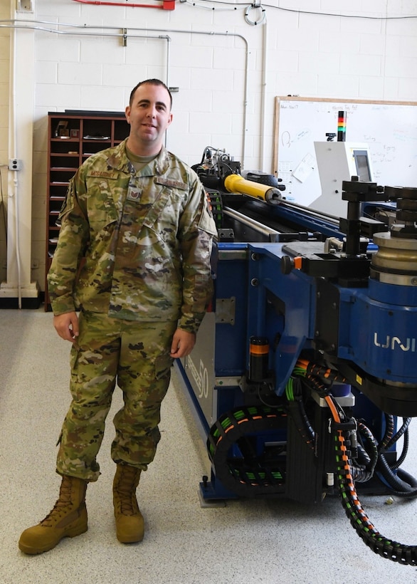 Tech. Sgt. Edward McGaughey, 104th Maintenance Squadron hydraulic systems supervisor, helps to maintain the hydraulic systems on the 21 F-15Cs at Barnes Air National Guard Base, Massachusetts.