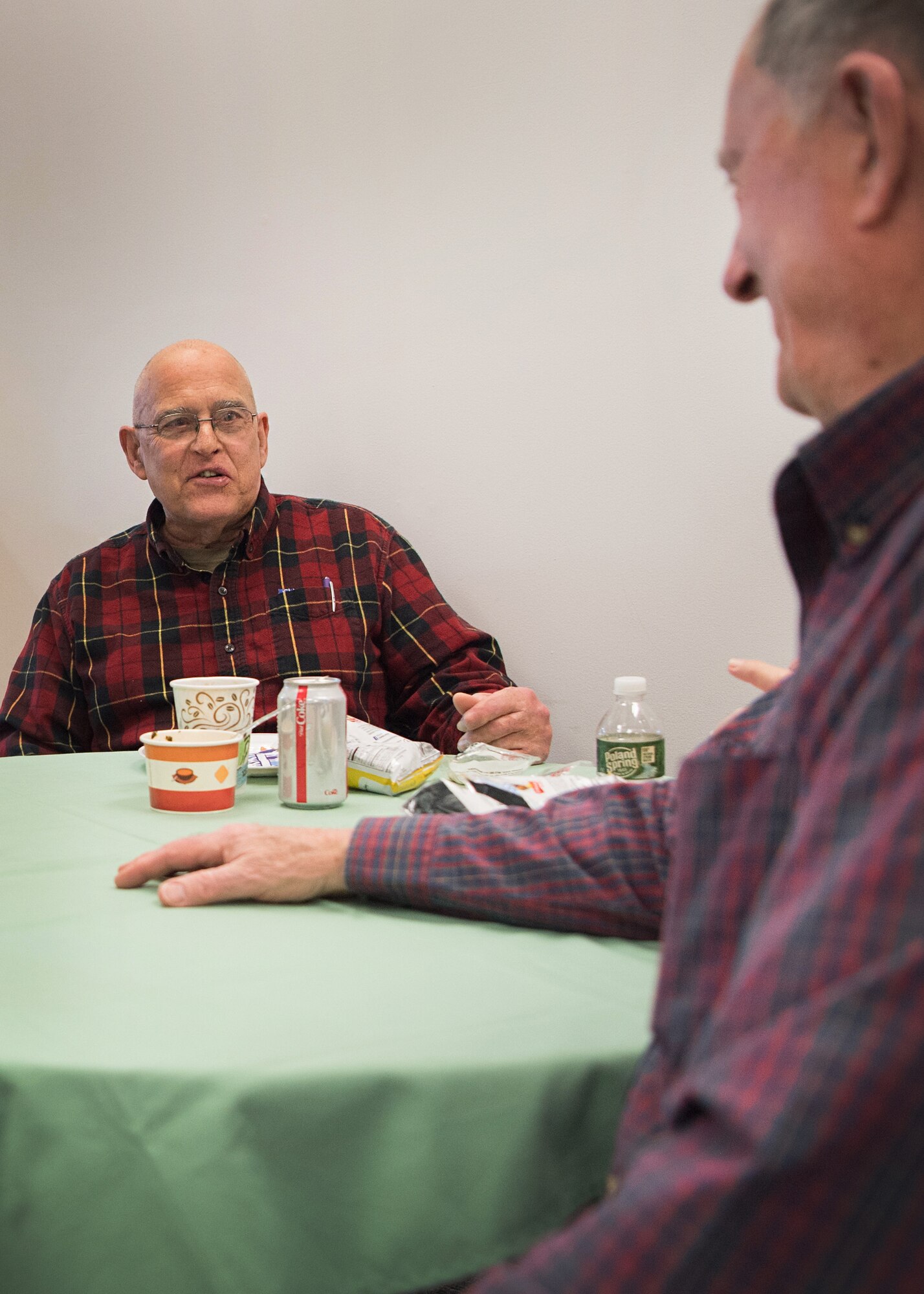 Retired Marine Corps Capt. Dean Mottard, Retiree Activities Office director, speaks during a luncheon for volunteers of the Retiree Activities Office at Hanscom Air Force Base, Mass., Feb. 19. Mottard and his team of 30 volunteers are available to assist retired military members with questions related to their benefits and can be reached at RAO.Hanscom.AFB@gmail.com (U.S. Air force photo by Jerry Saslav).