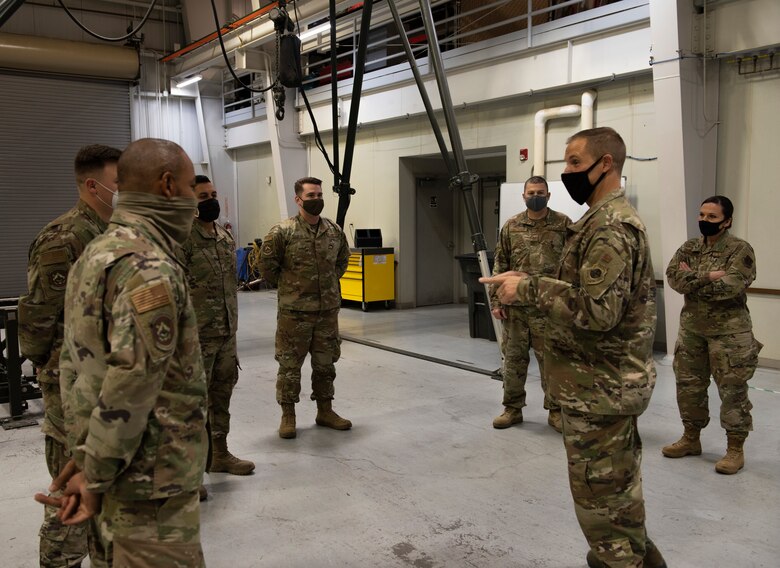 366th MUNS Airmen meets Col. Teel during an immersion tour.