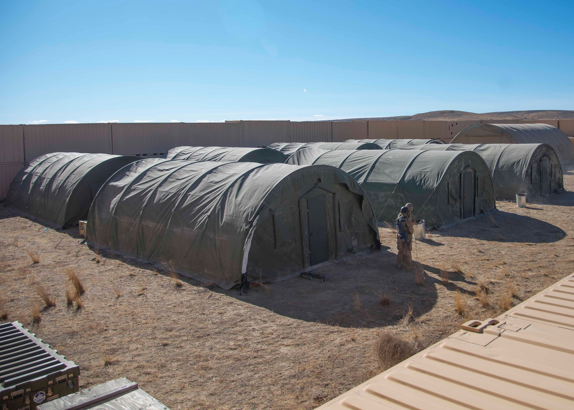 Airmens living quarters at the Mountain Home Range Complex, Idaho, Oct. 22, 2020. The 366th Civil Engineer Squadron held exercise Raging TORO to showcase their ability to deploy at a moment’s notice. (U.S. Air Force photo by Airman 1st Class Antwain Hanks)
