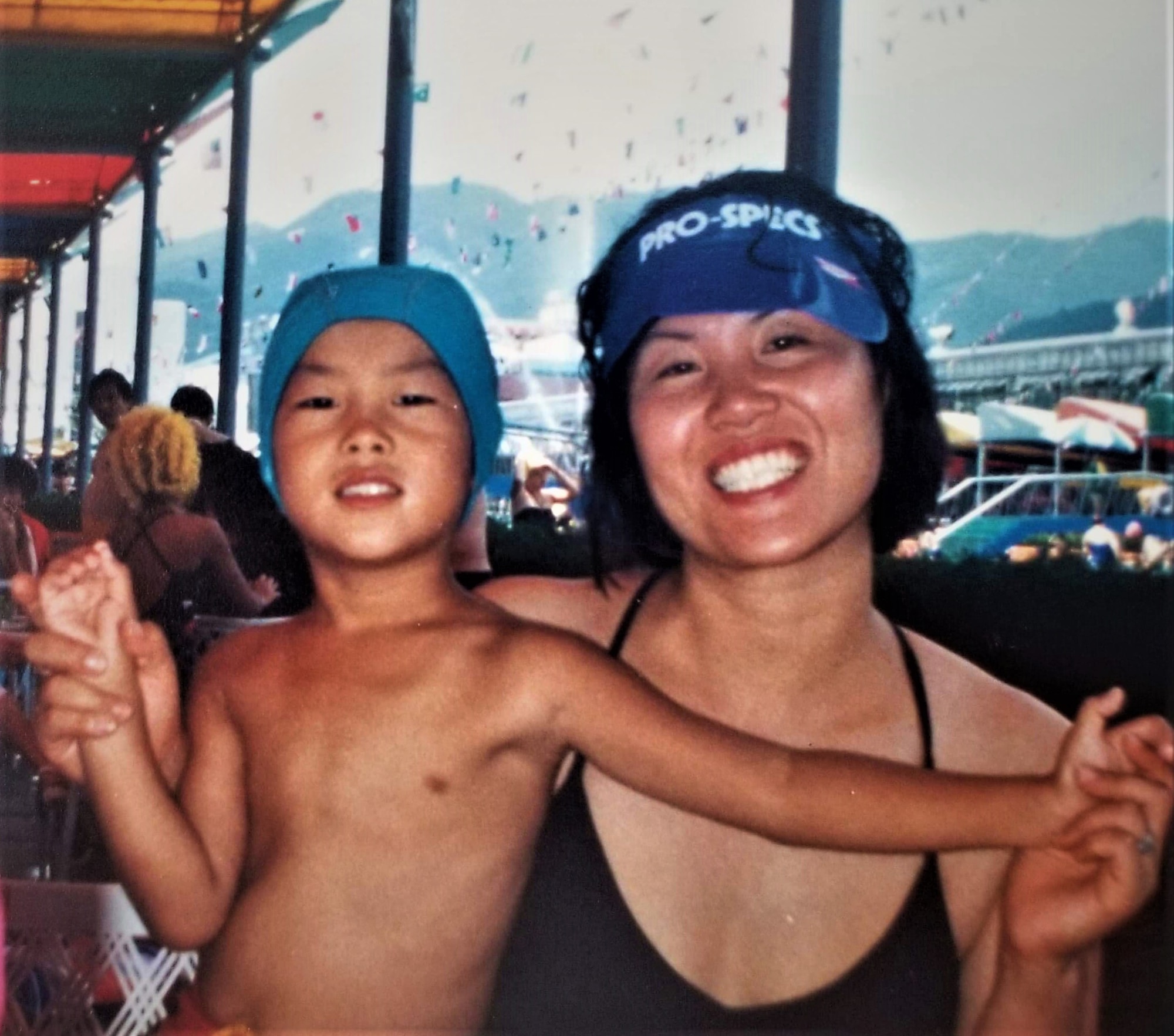 Maj. Jay Park, director of operations for Air Force Recruiting Service’s Detachment 1, spending time with his mother at a public pool in South Korea in 1988.