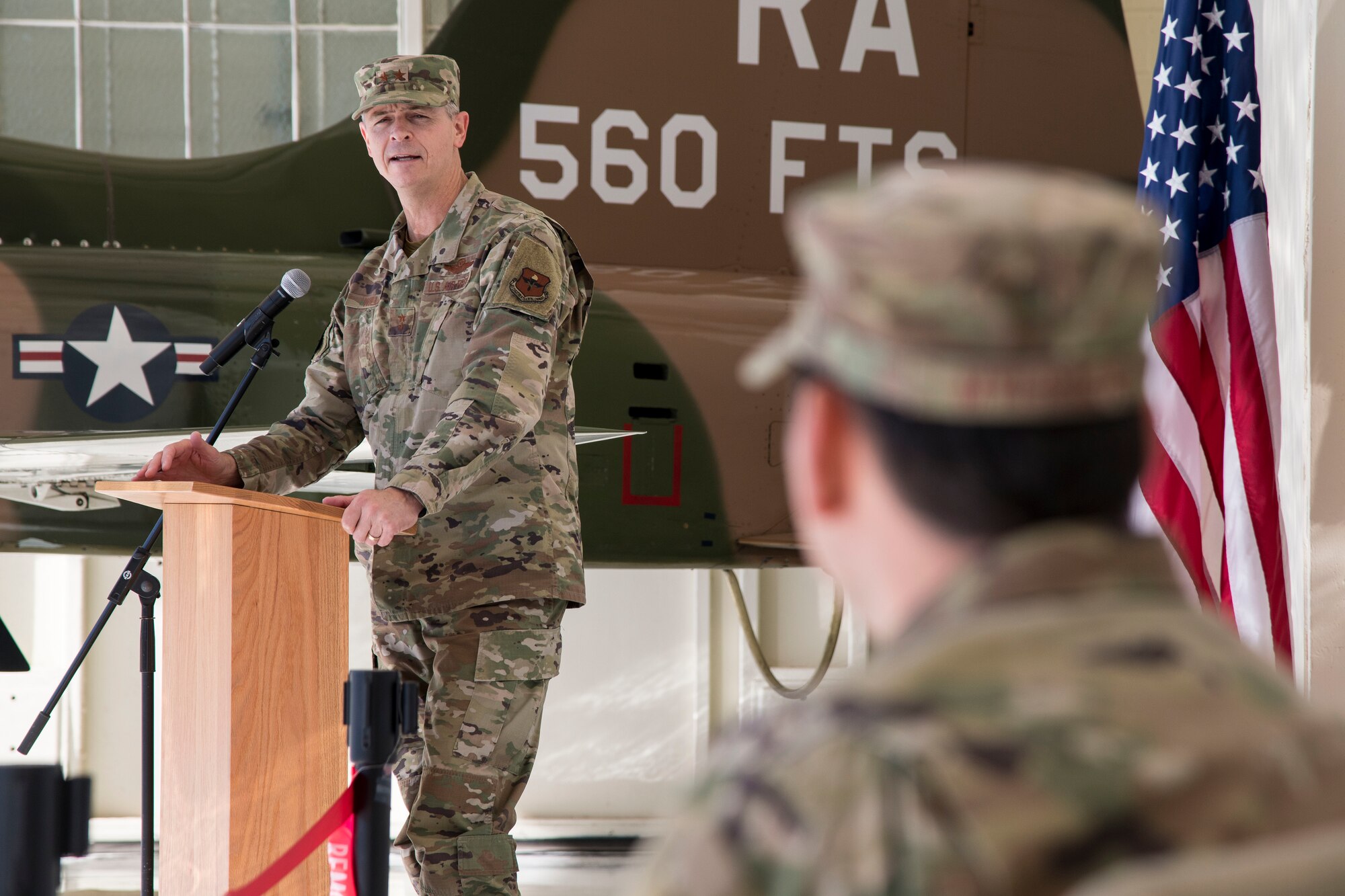 Maj. Gen. Craig Wills, Nineteenth Air Force commander, speaks during the Nineteenth Air Force Maintenance Training Center activation ceremony Oct. 29, 2020, at Joint Base San Antonio-Randolph, Texas.