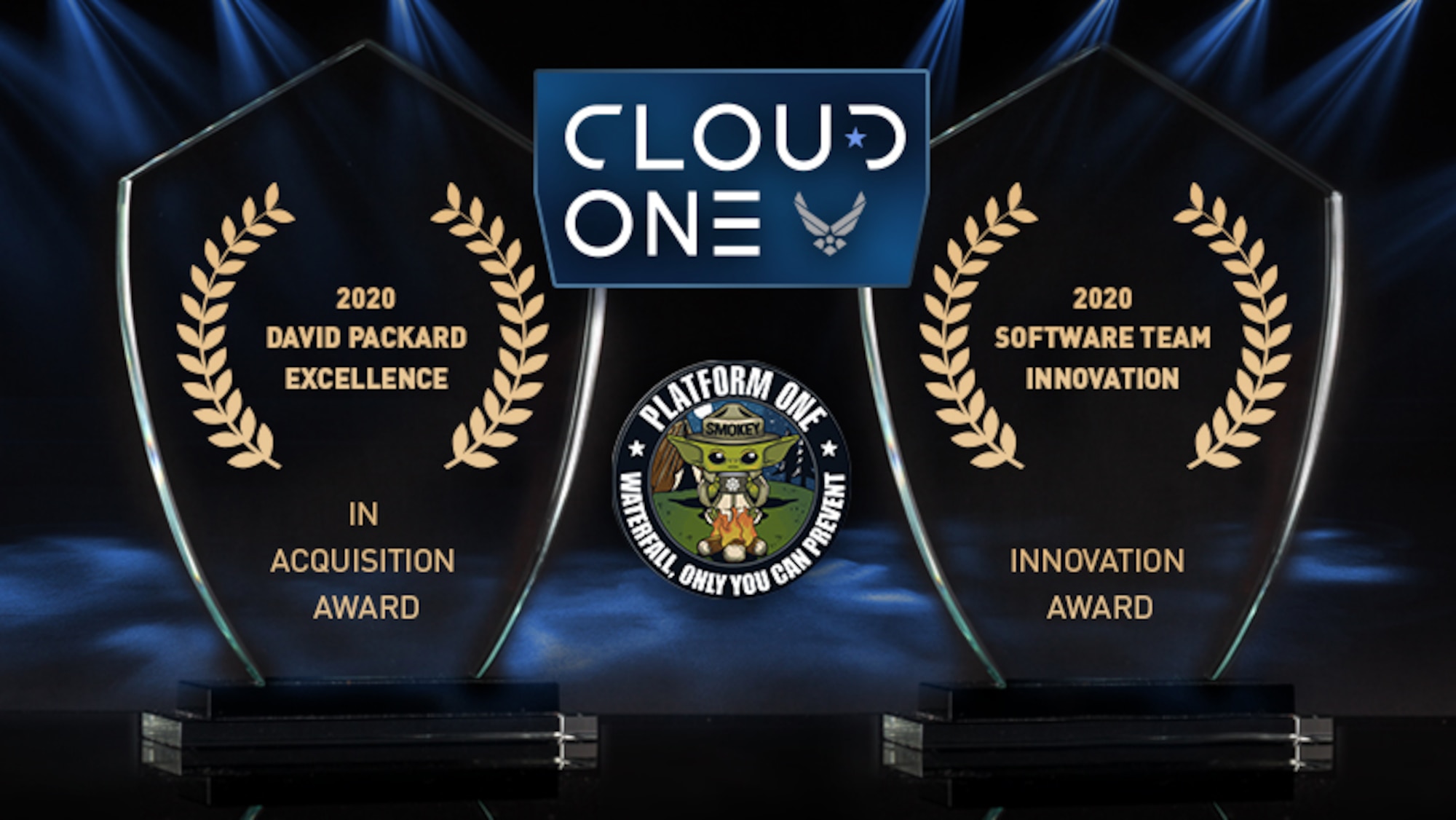Multiple Hanscom-based teams and individuals were recognized by the Department of Defense with 2020 Defense Acquisition Workforce Awards for excellence in contracting, acquisitions, and software development. For C3I&N, the Cloud One and Platform One Teams won both the Software Innovation Team Award and the David Packard Excellence in Acquisition Award; for Digital, Melissa Kennedy won the Individual Achievement Award for Services Acquisition. (Graphic by the Department of Defense)