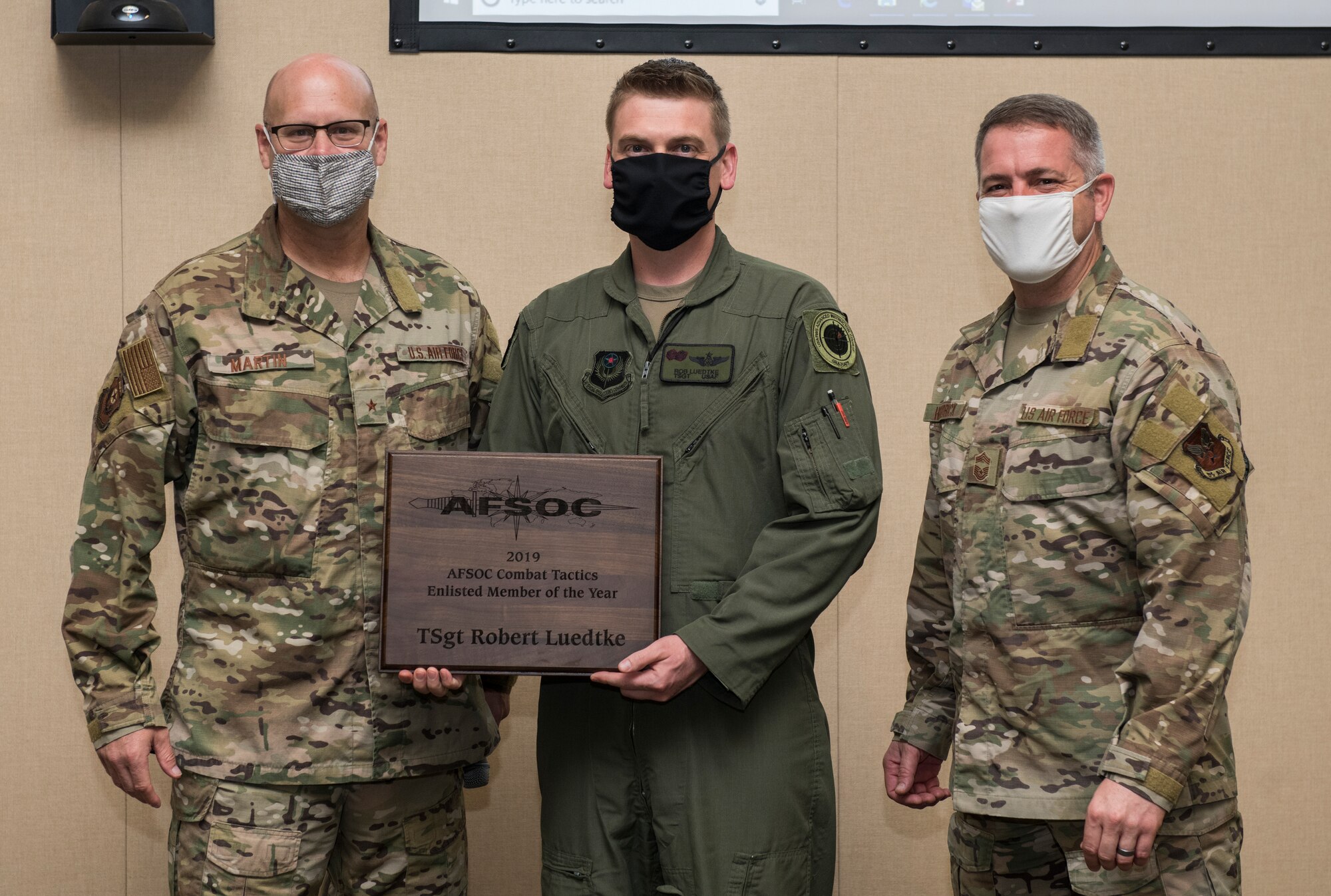 TSgt Robert Luedtke was presented the 2019 Combat Tactics Enlisted Member of Year award.