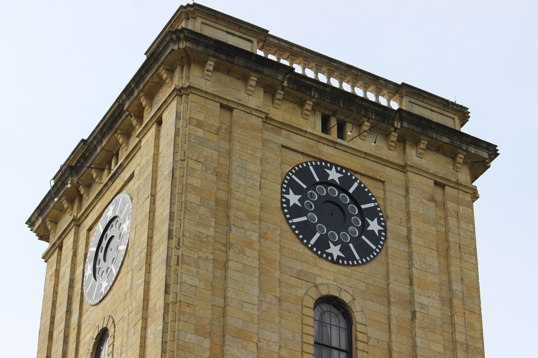 The hands of the clock at the top of the Rock Island District’s historic Clock Tower have been removed as part of an extensive restoration and preservation process.