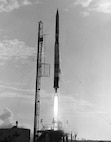 Vanguard I launch on March 17, 1958, from Cape Canaveral, Florida. With the launch of Vanguard I, NRL scientists had finally begun to see many of the mission goals come to fruition, to include testing of three-stage launch vehicles, establishing a network of terrestrial tracking stations known as ‘Minitrack,’ and measuring the effects of the space environment on an Earth-orbiting satellite.