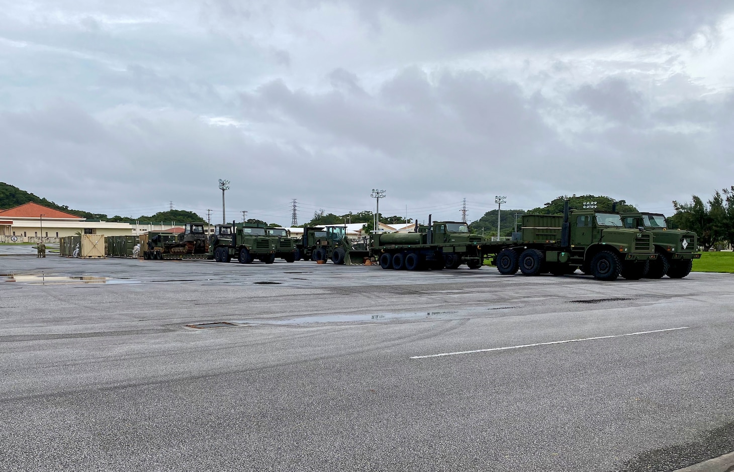 200826-N-TP832-2002 OKINAWA, Japan (Aug. 26, 2020) U.S. Naval Mobile Construction Battalion (NMCB) 3 civil engineering support equipment and supplies are staged for inspection and transportation during a 48-hour mount out exercise on board Camp Shields in Okinawa, Japan. NMCB-3 is deployed across the Indo-Pacific region conducting high-quality construction to support U.S. and partner nations to strengthen partnerships, deter aggression, and enable expeditionary logistics and naval power projection. The battalion stands ready to complete assigned tasking, support Humanitarian Aid/Disaster Relief and Major Combat Operations throughout the area of responsibility. (U.S. Navy photo by Mass Communication Specialist 2nd Class Michael Lopez/Released)