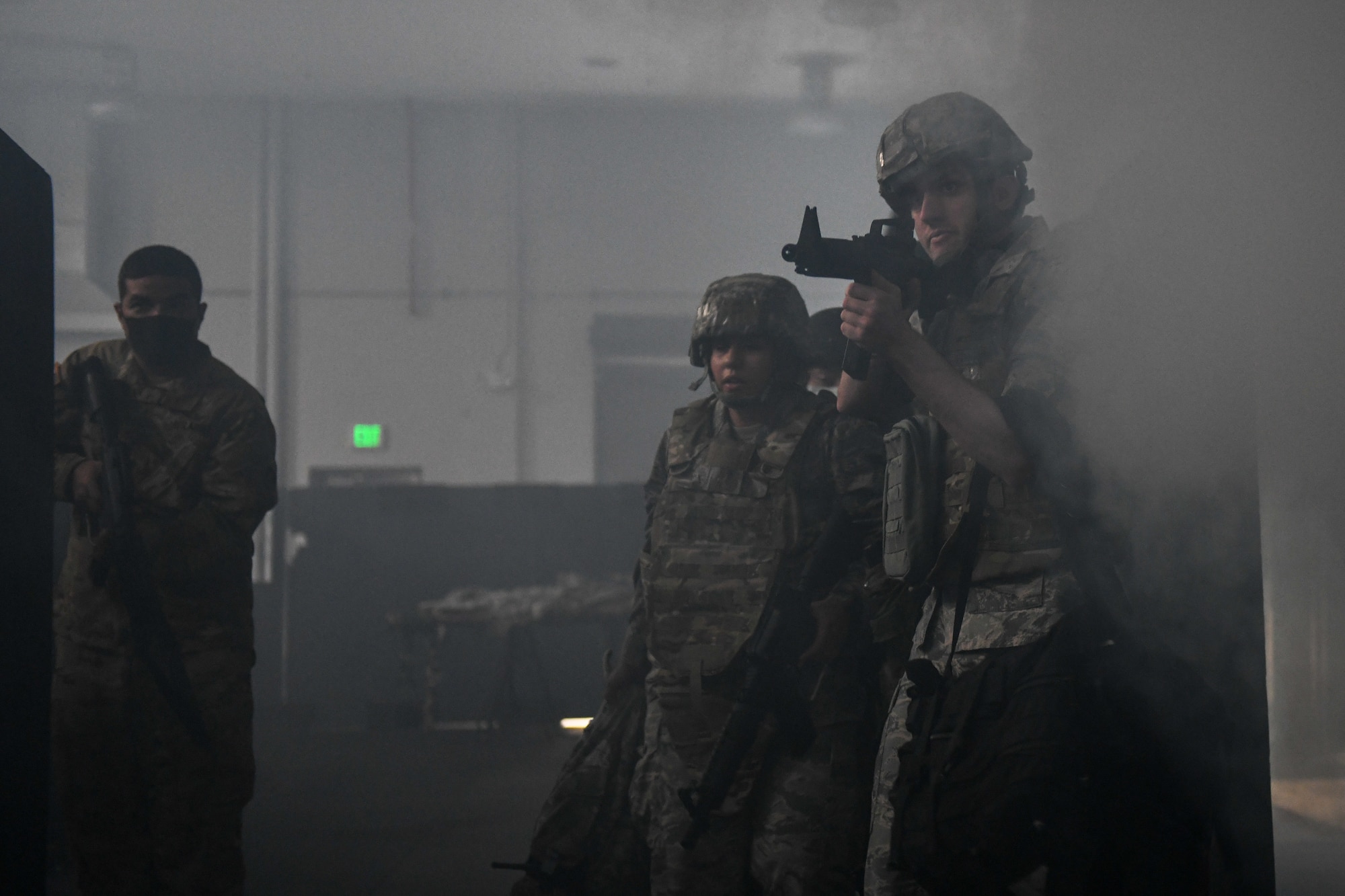 Soldiers, Sailors and Airmen participate in ‘care under fire’ and tactical field care as part of their Tactical Combat Casualty Care assessment.