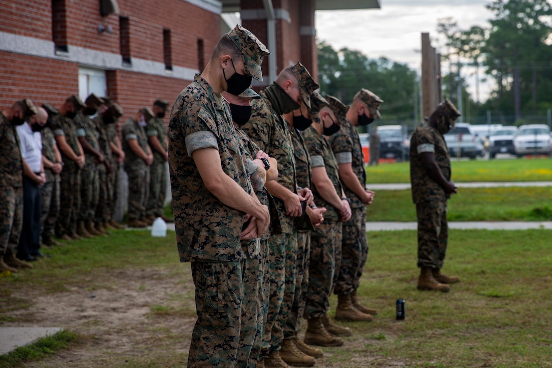 U.S. Marines and civilians attend the deactivation ceremony of Fox Company, 4th Tank Battalion, 4th Marine Division on Marine Corps Base Camp Lejeune at Stone Bay, North Carolina, Aug. 25, 2020. Gen. David H. Berger, the commandant of the Marine Corps, released Marine Corps Force Design 2030 in March 2020, which designates tanks as a large area of divestment. (U.S. Marine Corps photo by Lance Cpl. Christian Ayers)