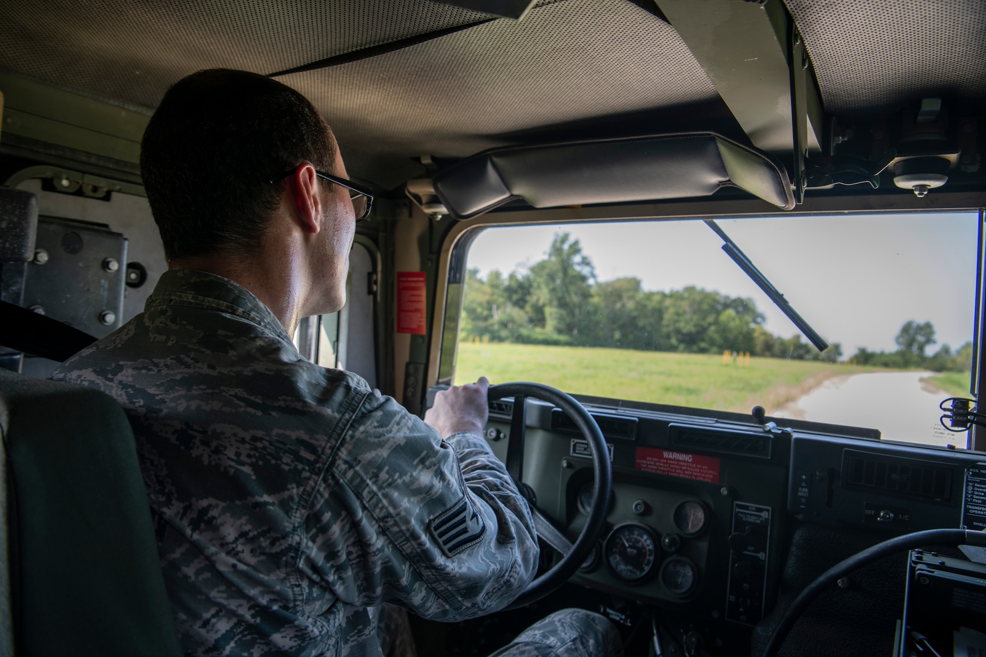 Citizen Airmen assigned to the 932nd Civil Engineering Squadron learn how to drive a Humvee during annual training on Scott Air Force Base, Illinois, August 25, 2020. Citizen Airmen train to drive the Humvee in order to be ready to deploy on short-notice and to be capable, combat-ready, and lethal Airmen. (U.S. Air Force photo Senior Airman Brooke Spenner)