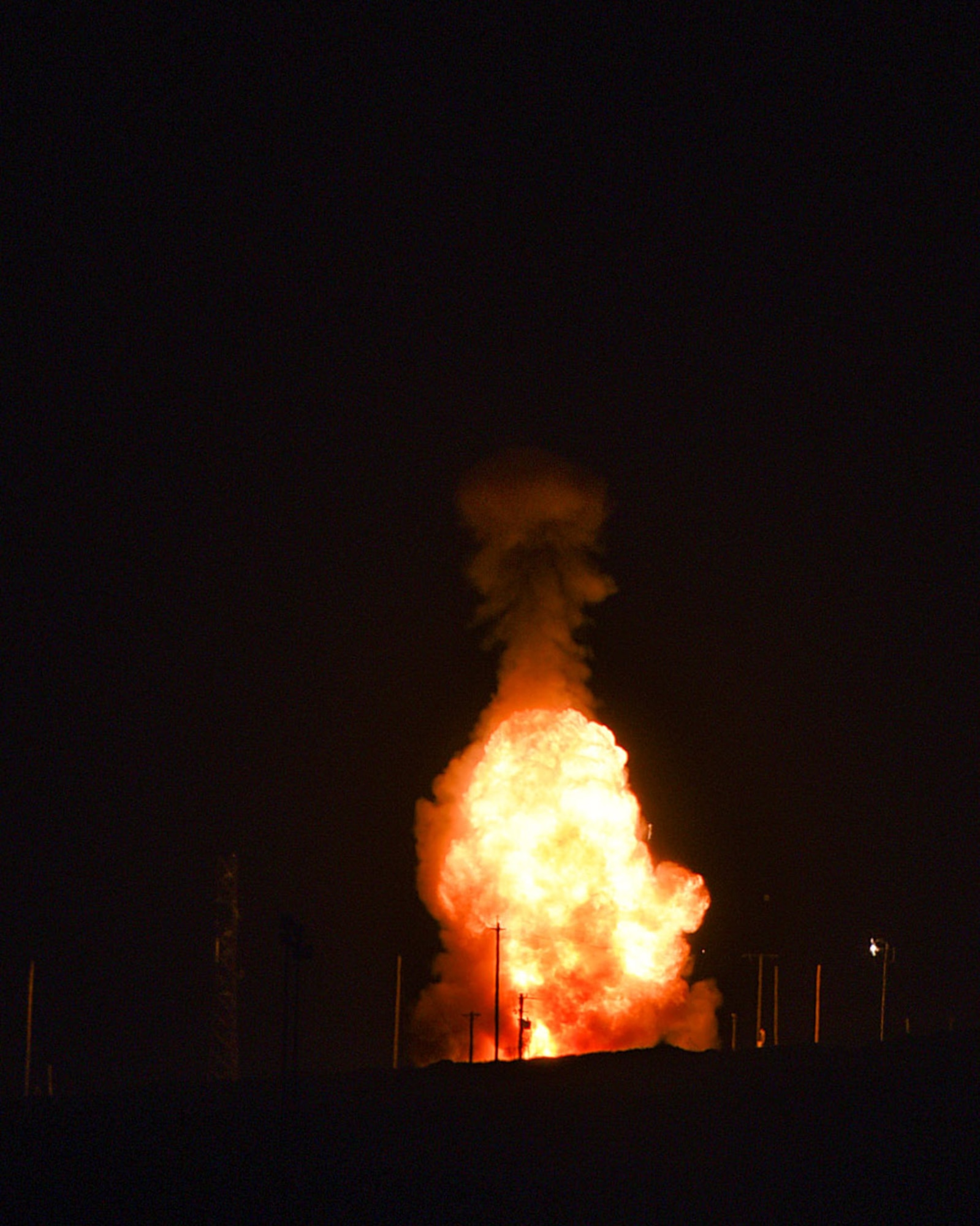 An Air Force Global Strike Command unarmed Minuteman III intercontinental ballistic missile launches during an operational test at 12:02 a.m. Pacific Daylight Time 2 September 2020, at Vandenberg Air Force Base, Calif. ICBM test launches demonstrate the U.S. nuclear enterprise is safe, secure, effective and ready to defend the United States and its allies. ICBMs provide the U.S. and its allies the necessary deterrent capability to maintain freedom to operate and navigate globally in accordance with international laws and norms. (U.S. Air Force photo by Senior Airman Hanah Abercrombie)