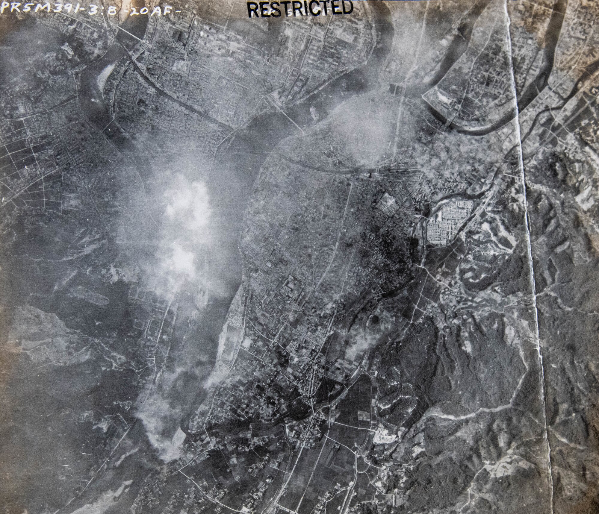 An aerial photo of Hiroshima showing the destruction caused the atomic bomb on Aug. 6, 1945.