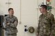 U.S. Air Force Chief Master Sgt. John Lokken, the 354th Fighter Wing command chief, talks with Chief Master Sgt. Robert Soto, the 354th Aircraft Maintenance Squadron (AMXS) superintendent, on Eielson Air Force Base, Alaska, Aug. 28, 2020.