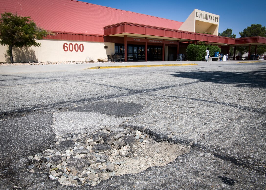 The 412th Civil Engineer Group has announced major repairs to take place at the commissary and base exchange parking lots on Edwards Air Force Base, California, beginning Sept. 21. (Air Force photo by Giancarlo Casem)