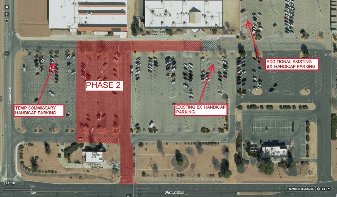 Overview of Phase 2 of the commissary and base exchange parking lot repair project. (Graphic courtesy of 412th Civil Engineer Group)