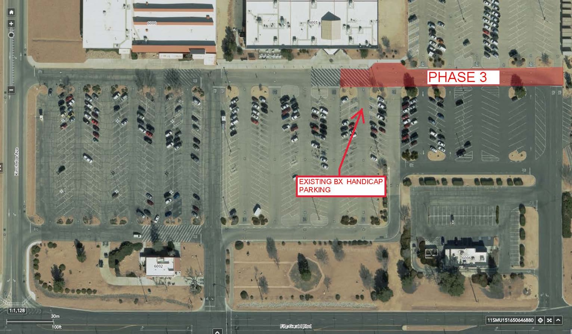 Overview of Phase 3 of the commissary and base exchange parking lot repair project. (Graphic courtesy of 412th Civil Engineer Group)