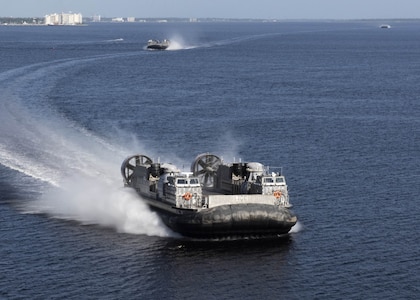 The Navy’s newest Landing Craft Air Cushion (LCAC) hovercraft arrived at Naval Surface Warfare Center Panama City Division Sept. 2.