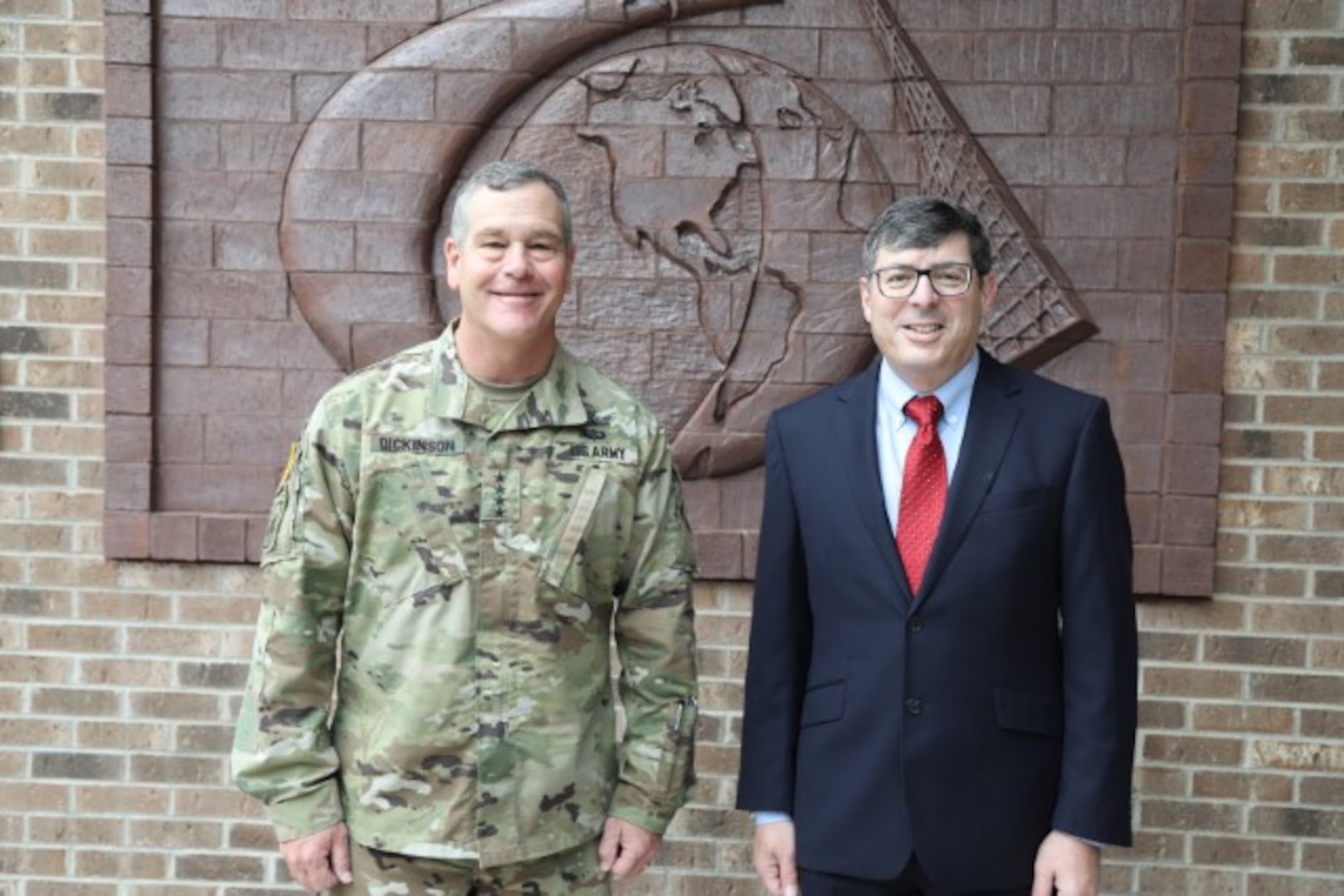 Commander USSPACECOM GEN James Dickinson and Director NRO Chris Scolese discuss opportunities for collaboration at NRO on September 2, 2020.