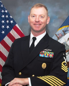 Official portrait Master Chief Ronald T. O'Donnell, Jr., command master chief, Naval Computer and Telecommunications Station, San Diego.