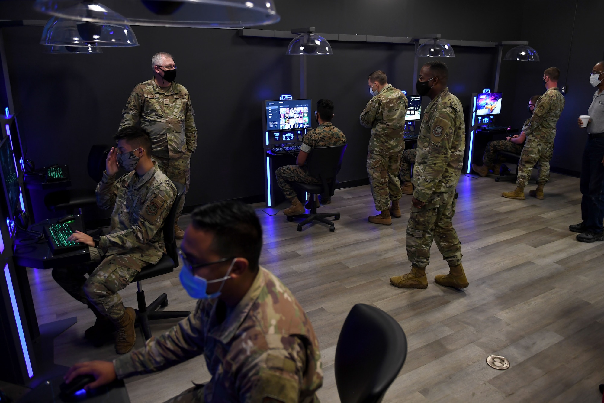 Airmen play video games.