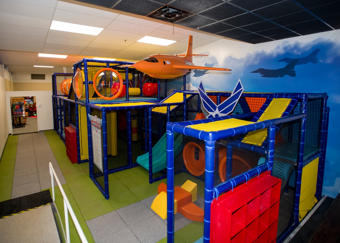 The indoor playground at the High Desert Lanes bowling center on Edwards Air Force Base, California, nears completion following extended planning and construction. (Air Force photo by Giancarlo Casem)