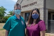 Dr. Heather Graves and Virginia Prieto, both employees at the Beale Veterinary Treatment Facility, stand together in front of the facility, on Beale Air Force Base, California, May 15, 2020. Graves and Prieto helped save a local family from rabies after noticing a social media post about a native Mexican free-tailed bat that was found by one of the family’s dogs. Prieto responded to the post and Graves got Animal Control involved. Together they helped the family get medical assistance and prevented the spread of rabies to the family. (U.S. Air Force photo by Staff Sgt. Ramon A. Adelan)