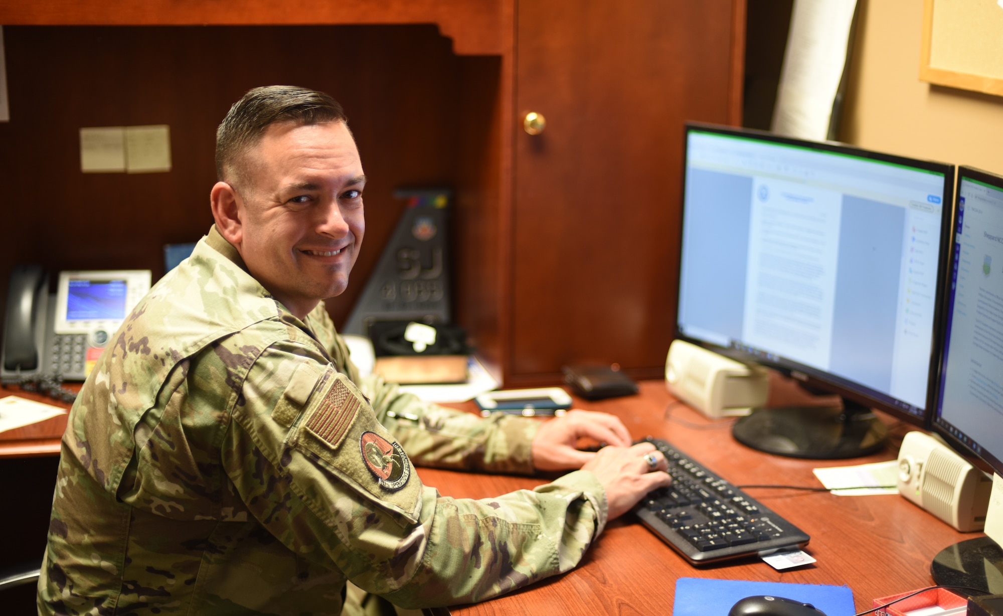 Man sits at desk