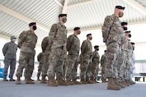 102 IW Airmen stand in formation at Otis Air National Guard Base, Mass.