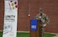 Col. Tyler R. Schaff, 316th Wing and Joint Base Andrews commander, gives opening remarks at the start of the JBA Unity Festival at JBA, Md., Sept. 3, 2020. This event was intended to unify the JBA community through the sharing of stories and experiences regarding inequity, racism and unconscious bias. (U.S. Air Force photo by Airman 1st Class Spencer Slocum)