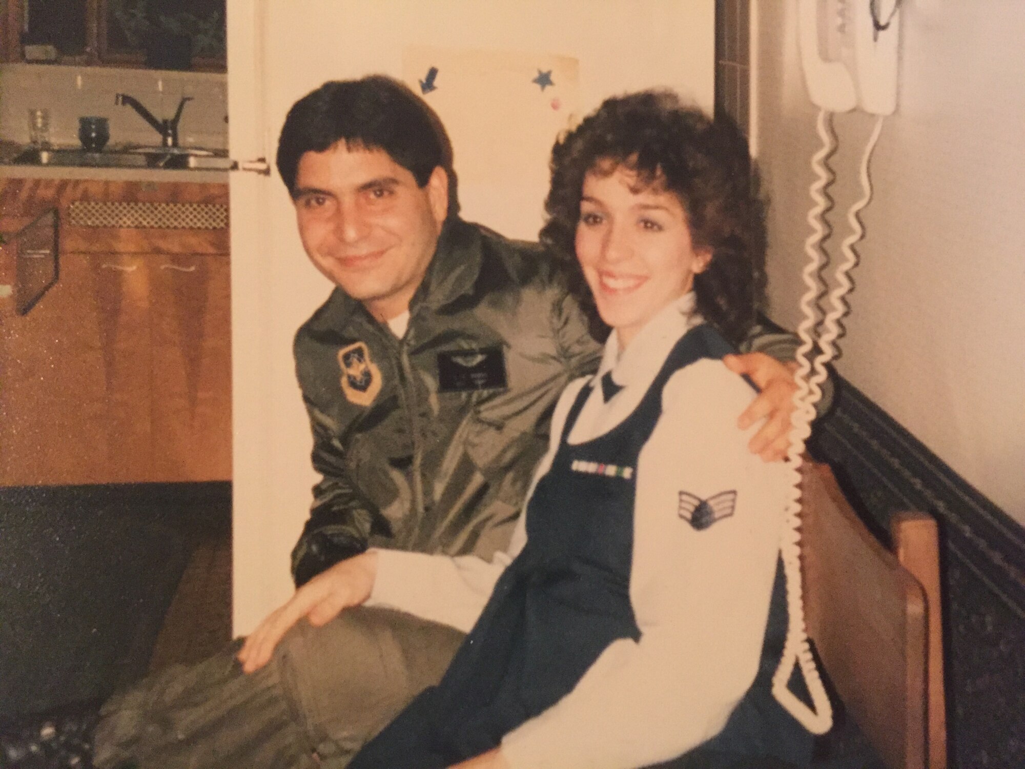 Carmen and Anna Marie Russo, both prior-enlisted Air Force members, pose for a photo circa 1985 in Sharon, Pennsylvania. Carmen and Anna Marie are the parents of Senior Airman Christina Russo, a public affairs specialist with the 910th Airlift Wing. Carmen Russo was a loadmaster with the 757th Airlift Squadron, and Anna Marie Russo was the administrative assistant to the 910th AW commander.