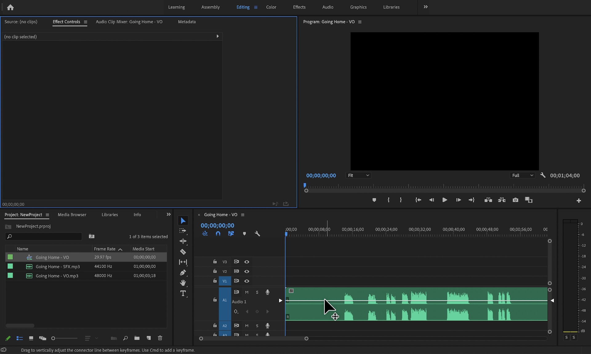 Adobe Premiere Pro with Timeline panel open