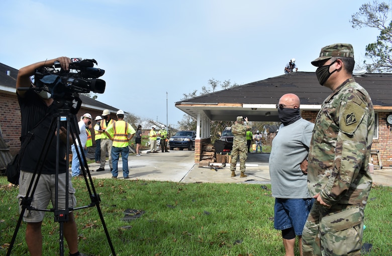 U.S. Army Corps of Engineers contractors in Lake Charles, Louisiana, installed reinforced plastic sheeting today, Sept. 5,  for the first home to benefit from Operation Blue Roof since Hurricane Laura. The program, managed by the U.S. Army Corps of Engineers for the FEMA Federal Emergency Management Agency, reduces further damage to property until permanent repairs can be made. This is a free service to homeowners. Parties affected by Hurricane Laura are encouraged to submit a Right-of-Entry application. To learn more about Operation Blue Roof and to apply, visit: https://www.usace.army.mil/BlueRoof/  (USACE Photos by Jessica Haas)